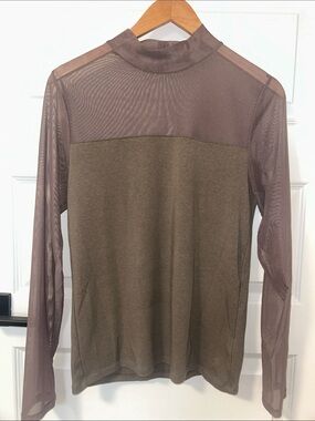 GAP Women’s long sleeve shirt with mesh detail in Brown